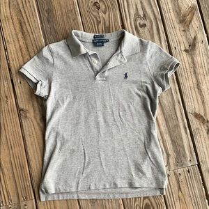 New Ralph Lauren women grey skinny polo shirt